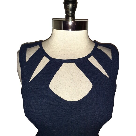 BETSEY JOHNSON Size 10 A-Line Dress Navy Blue Sleeveless Pockets - Picture 2 of 5